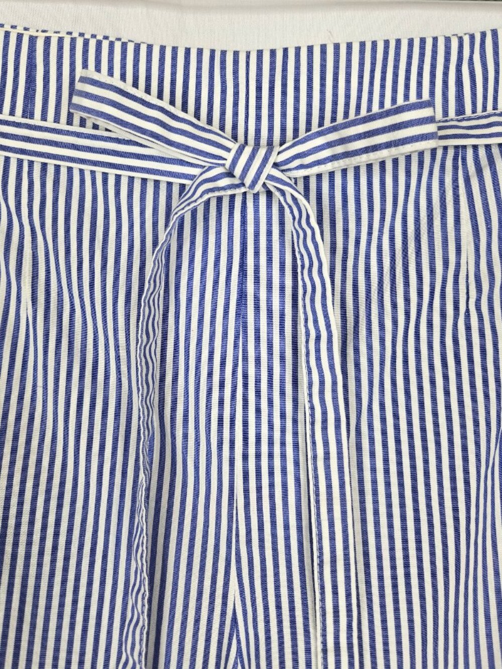 J. Crew | Striped Wide Leg Palazzo Capri Pants | Blue White | Size 4 - Picture 2 of 13
